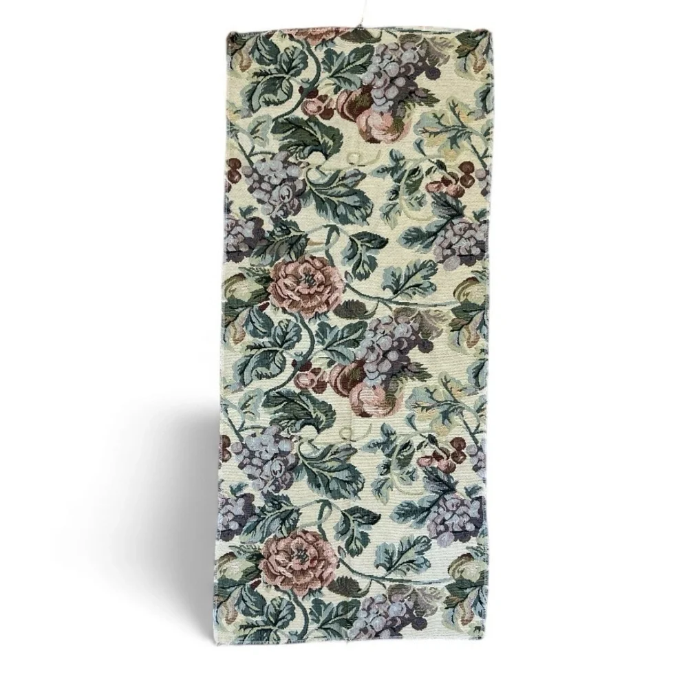 Vintage Floral Tapestry Panel Botanical Jacquard Wall Hanging Cottagecore Decor